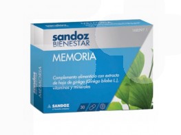 Imagen del producto Sandoz Bienestar Memoria 180mg 30 cápsulas
