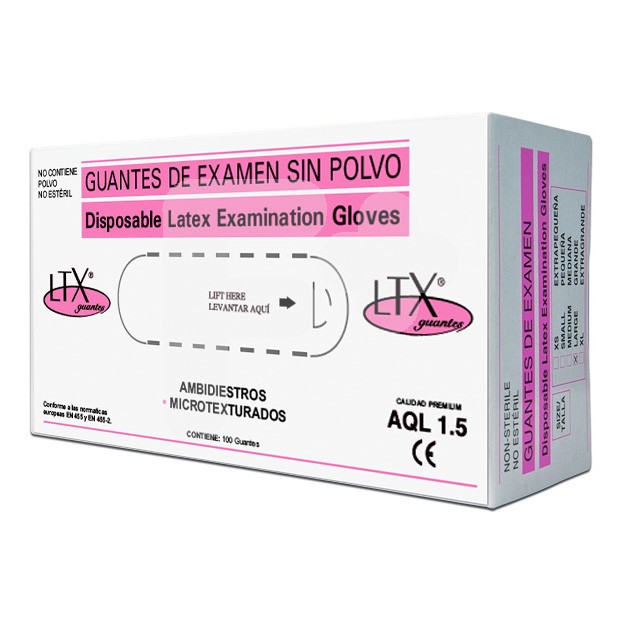 Ltx guantes latex aql 15 T-XS 100uds
