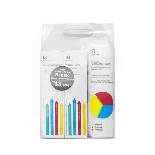 Interapothek pack desmaquillante tónico + leche + discos