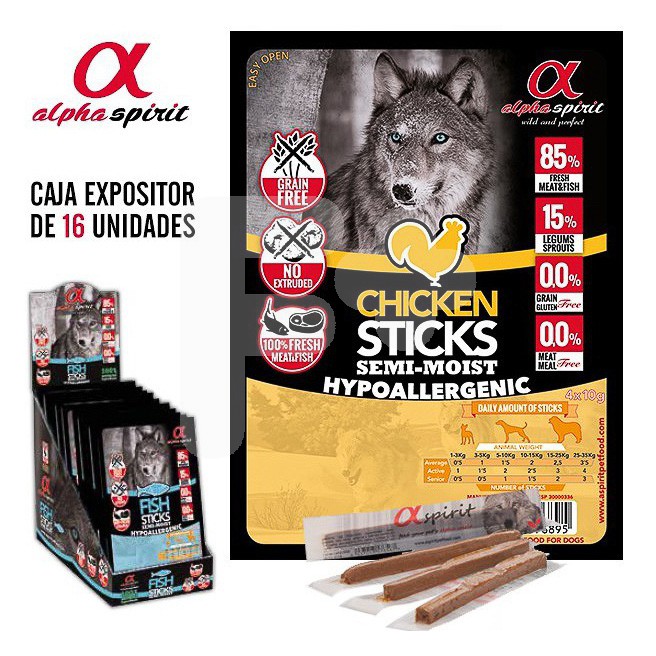 Alpha Spirit ristra de barritas pollo 16u 4x10g