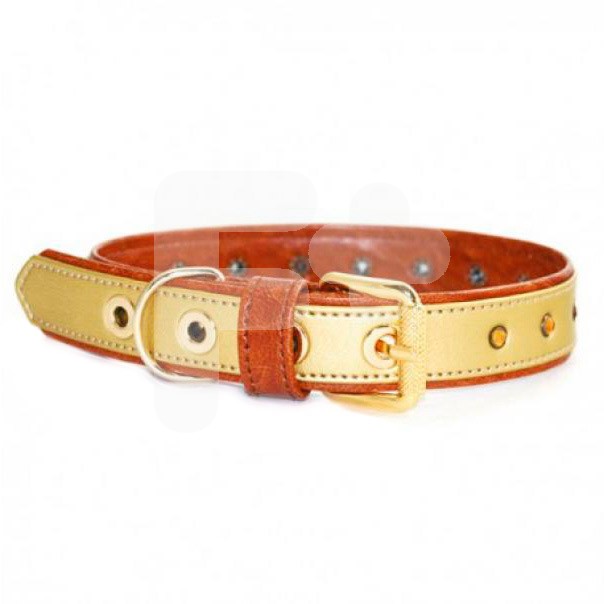 Artleather collar piedras cuero oro 55cm