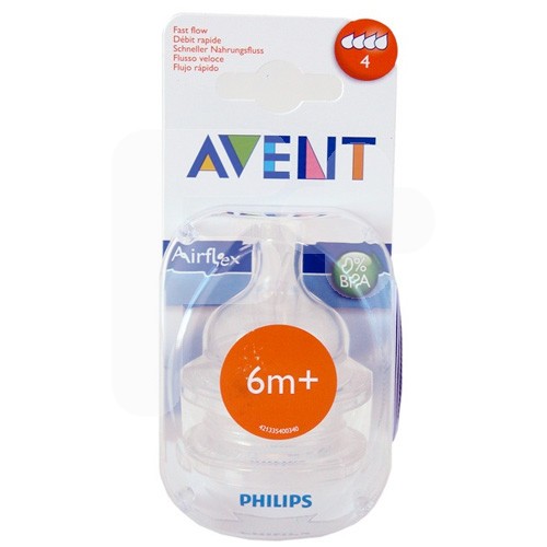 Avent classic tetina f.rapido 6 meses 2uds