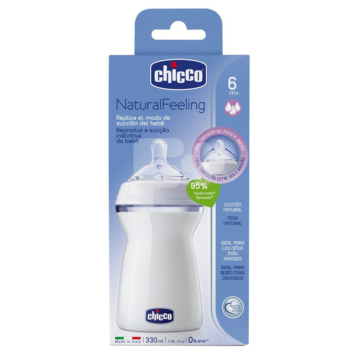 Chicco Natural Feeling biberón silicona flujo rápido 330ml