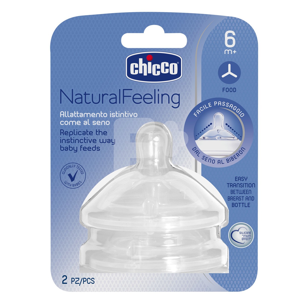 Chicco Tetina natural feeling flujo papilla +6 meses 2uds
