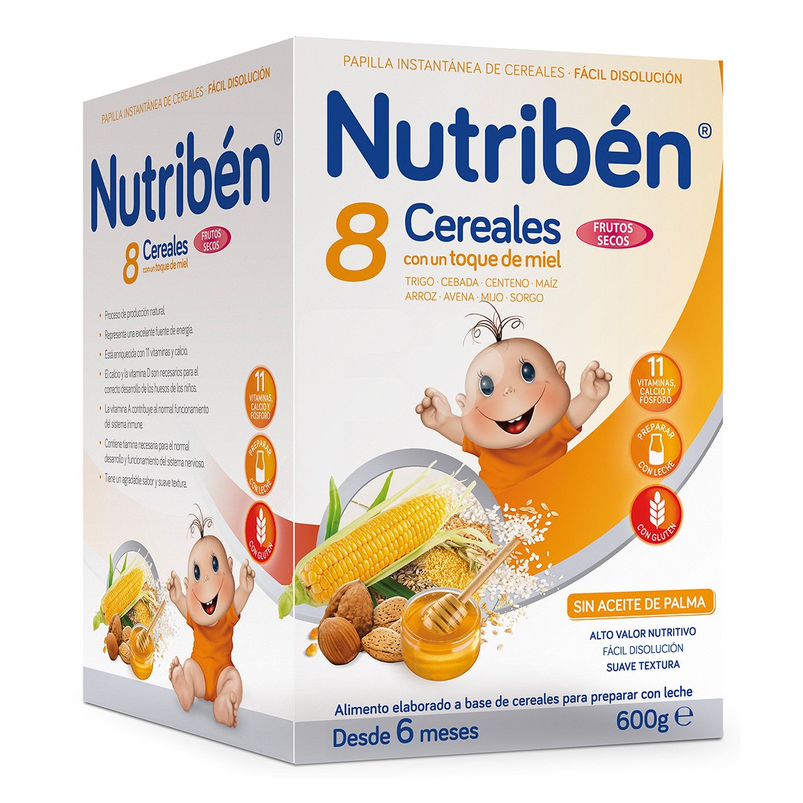 Nutribén 8 cereales y miel frutos secos 600gr