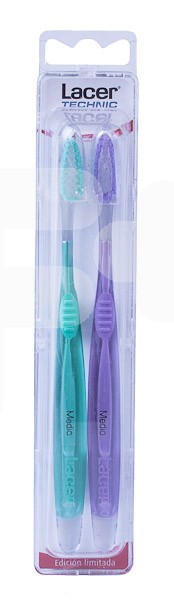 Lacer DUPLO Cepillo medio + Cepillo viaje