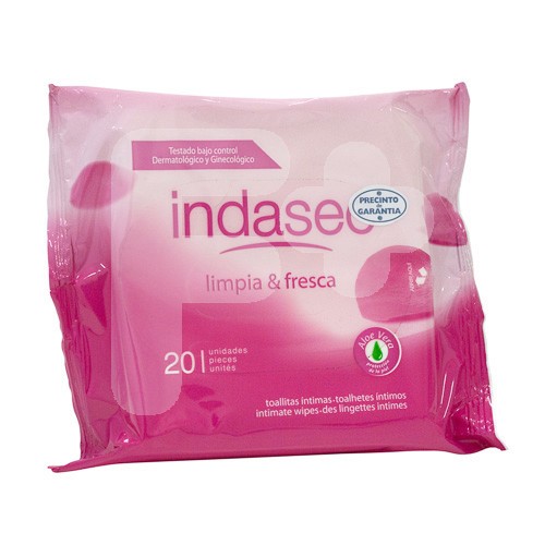 Indasec toallitas higiene intima 20 uds
