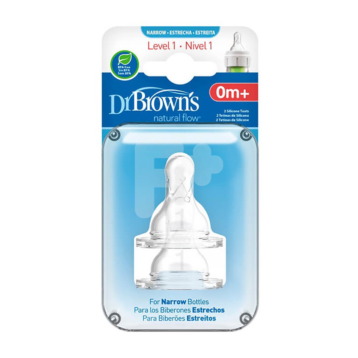 Dr.Brown's tetina natural flow +0 meses boca estrecha 2u